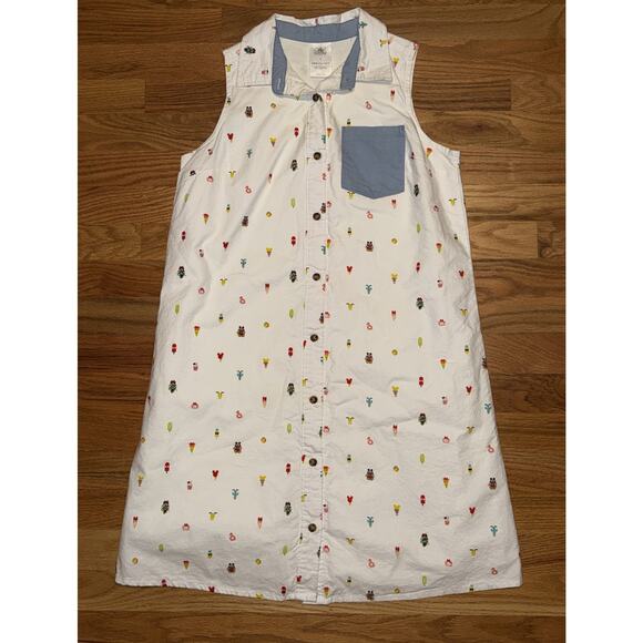 Disney button down cactus Dress Women Small White Camera Ice Cream Mickey Mouse - Picture 3 of 10